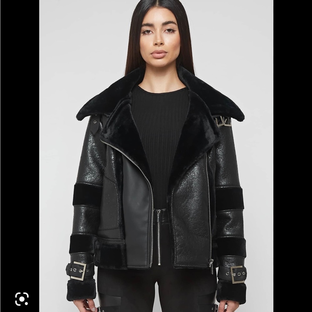 Manière De Voir vegan leather fur jacket MDV - Picture 1 of 4